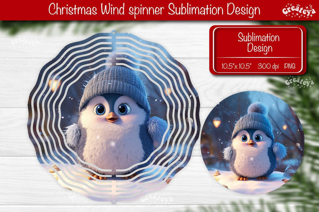Penguin wind spinner Christmas Wind spinner Sublimation Sublimation Createya Design 