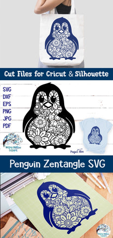 Penguin Zentangle SVG | Animal Mandala SVG Cut File SVG Wispy Willow Designs 