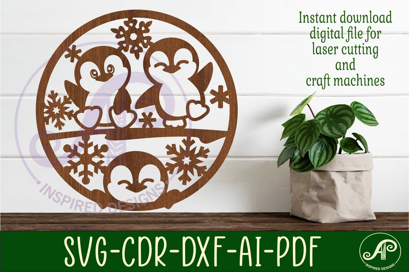 Penguins wall art sign, SVG file. vector file - So Fontsy