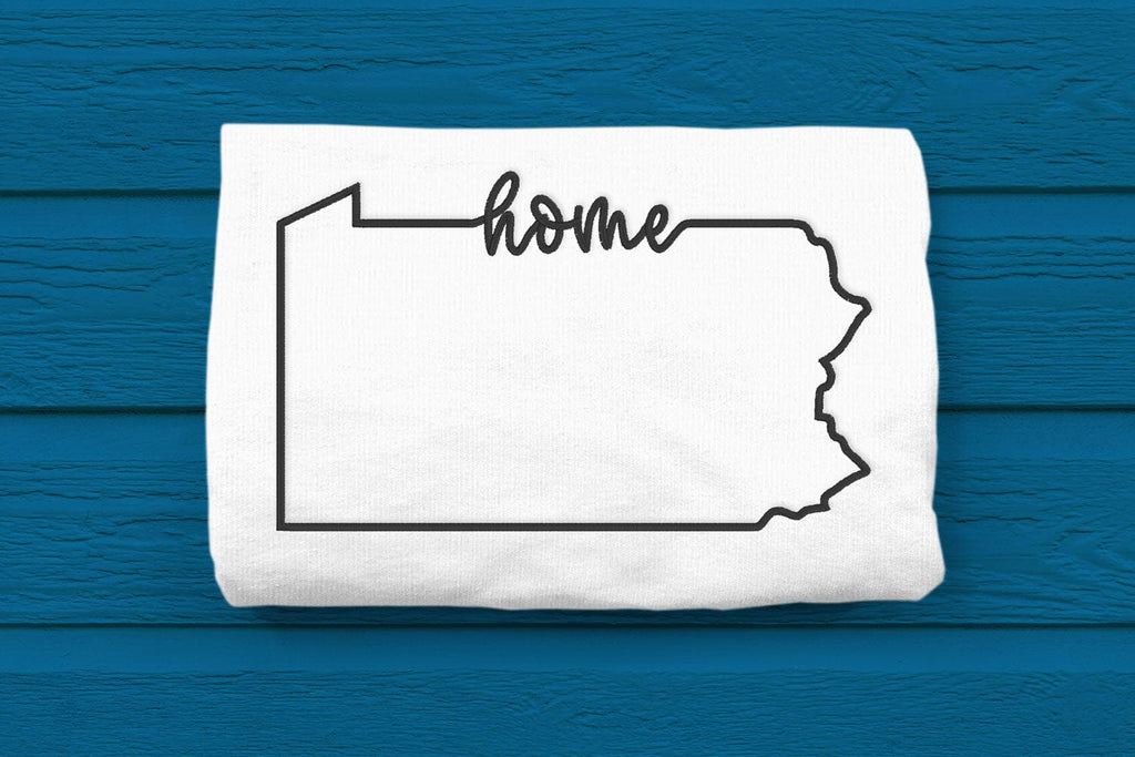 Pennsylvania Home State Outline Embroidery - So Fontsy
