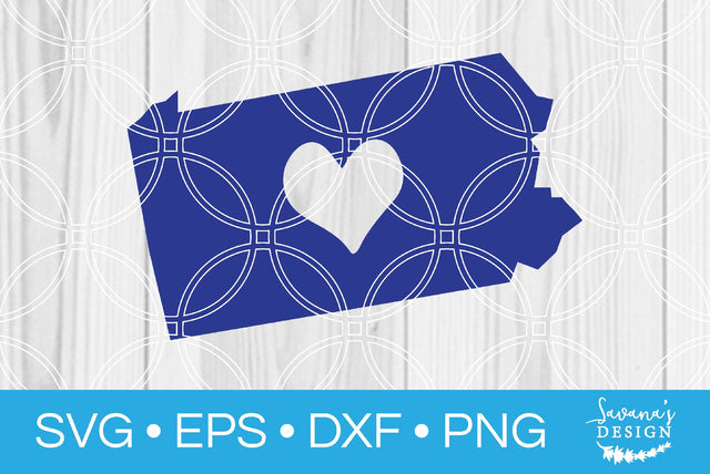 Pennsylvania State with Heart SVG SavanasDesign 