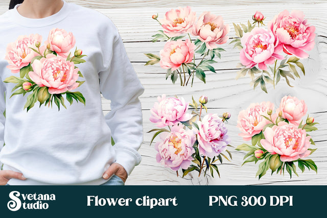 Peonies clipart PNG | Peony sublimation design Sublimation Svetana Studio 