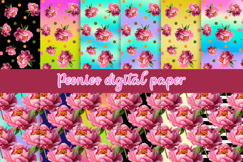 Peonies digital paper | Flower digital paper Sublimation Svetana Studio 