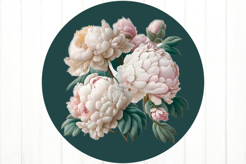 Peony Clock Sublimation. Flower Face Clock Design PNG Sublimation Olga Terlyanskaya 