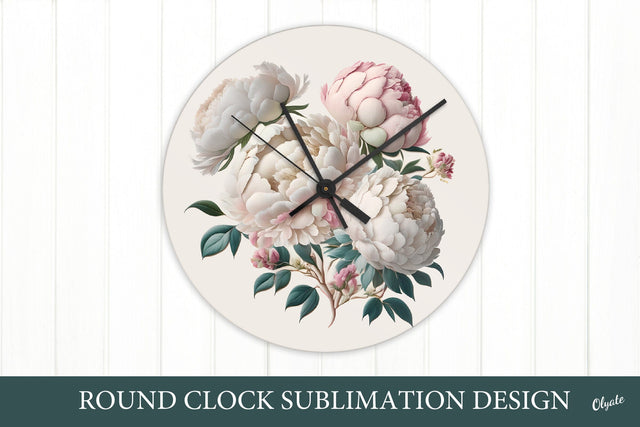 Peony Face Clock Design. Flower Clock Sublimation Sublimation Olga Terlyanskaya 