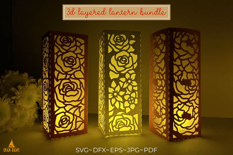 Peony flower lantern | 3d flowers peonies lantern svg 3D Paper Olga Boat Design 