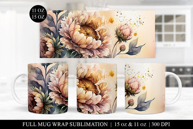 Peony Mug Press Sublimation Design Sublimation BijouBay 