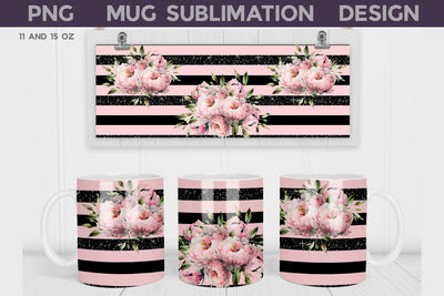 Peony Mug Wrap | Peonies Mug Sublimation Sublimation WatercolorColorDream 