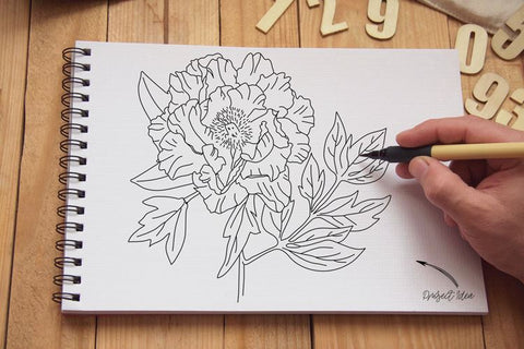 Peony Sitifukjin - Single line for Foil Quill | Digi Stamp Sketch DESIGN DrawnTogether with love 