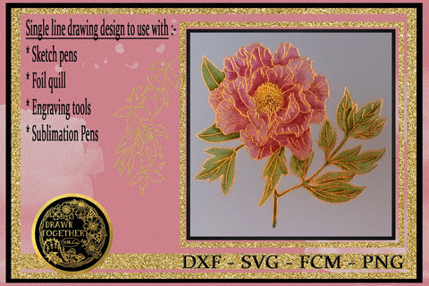 Peony Sitifukjin - Single line for Foil Quill | Digi Stamp Sketch DESIGN DrawnTogether with love 