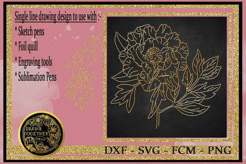 Peony Sitifukjin - Single line for Foil Quill | Digi Stamp Sketch DESIGN DrawnTogether with love 