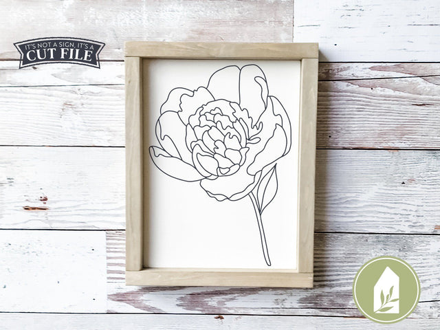 Peony SVG | Hand Drawn SVG | Rustic Sign Design SVG LilleJuniper 