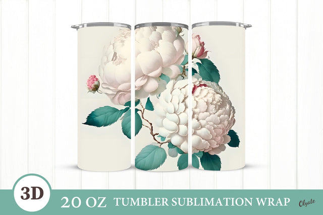 Peony Tumbler Sublimation. 3D Flowers Tumbler Wrap. Sublimation Olga Terlyanskaya 