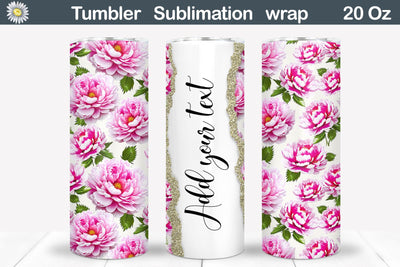 Peony Tumbler Wrap | Add Name Tumbler Sublimation WatercolorColorDream 