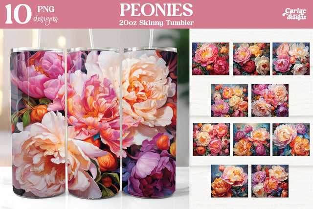 Peony Tumbler Wrap Bundle | Tumbler Sublimation Wrap Sublimation Carla C Designs 