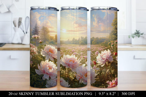 Peony Watercolor Tumbler Sublimation Bundle Sublimation BijouBay 