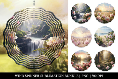 Peony Wind Spinner Sublimation PNG Download Sublimation BijouBay 