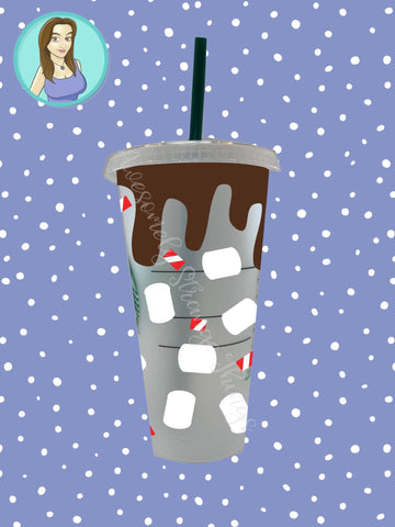 Peppermint Hot Chocolate Tumbler Wrap- ideal for Starbucks tumbler SVG Awesomely Strange Designs 