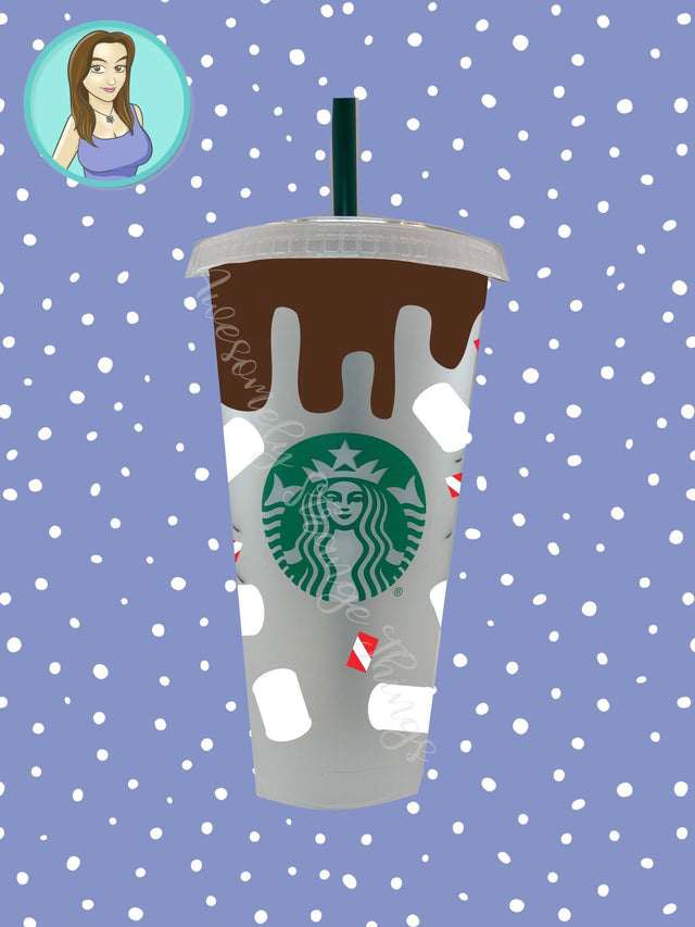 Peppermint Hot Chocolate Tumbler Wrap- ideal for Starbucks tumbler SVG Awesomely Strange Designs 