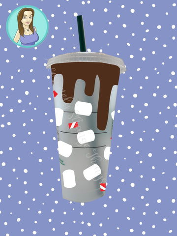 Peppermint Hot Chocolate Tumbler Wrap- ideal for Starbucks tumbler SVG Awesomely Strange Designs 