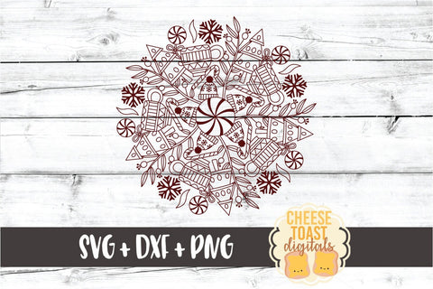 Peppermint Mocha Mandala - Christmas Mandala SVG PNG DXF Cut Files SVG Cheese Toast Digitals 