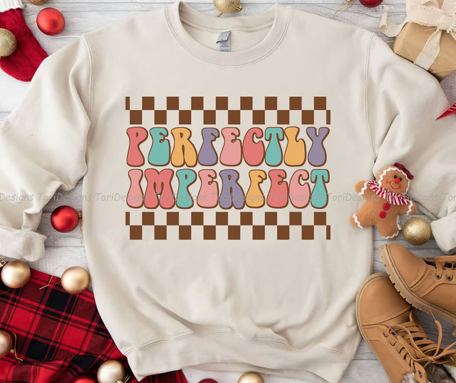 Perfectly Imperfect Sublimation Design, Retro Inspirational Png, Inspirational Png, Positive Quotes, Mental Health Png, Motivational Png Sublimation ToriDesigns 