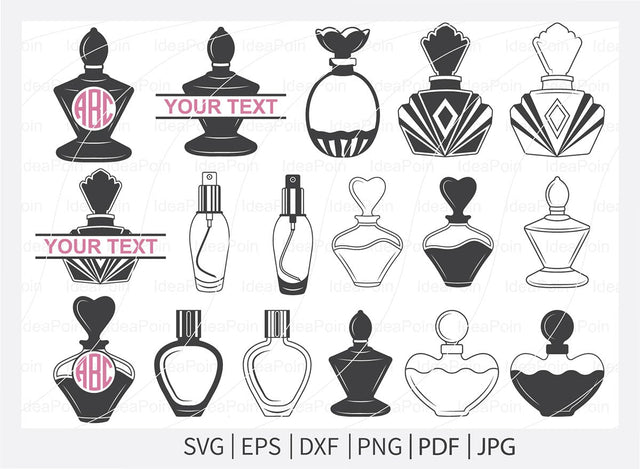 Perfume Bottle Bundle svg, Perfume Bottle split Monogram, Perfume Bottle Outline, Scent svg, Perfume Svg, Define Fragrance svg, Perfume wome SVG Dinvect 