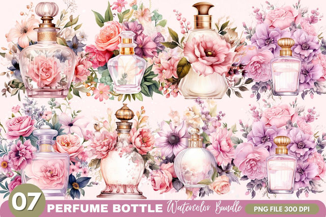 Perfume Bottle Floral Sublimation Clipart Bundle Sublimation Regulrcrative 