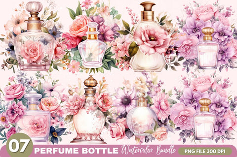 Perfume Bottle Floral Sublimation Clipart Bundle Sublimation Regulrcrative 