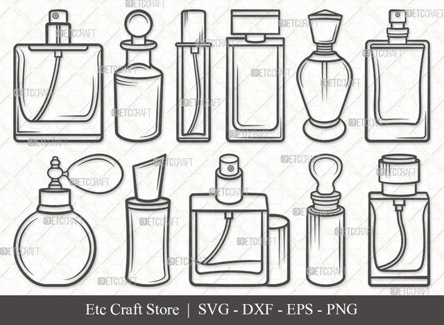 Perfume Bottle Outline SVG Cut File | Scent Bottle Svg | Womens Perfume svg | Perfume Svg | Floral Perfume Svg | Scent Svg | Fashion Svg | Perfume Bottle Svg Bundle SVG ETC Craft 