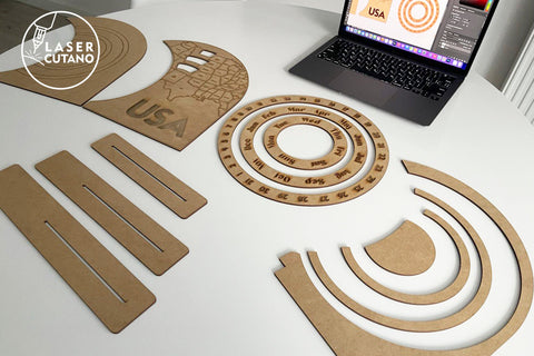 PERPETUAL CALENDAR Bundle Laser Cut Wood Template SET OF 8 SVG LaserCutano 