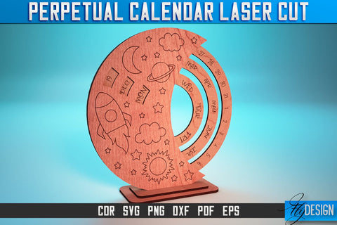 Perpetual Calendar Laser Cut SVG | Calendar SVG Design | CNC Files SVG Fly Design 