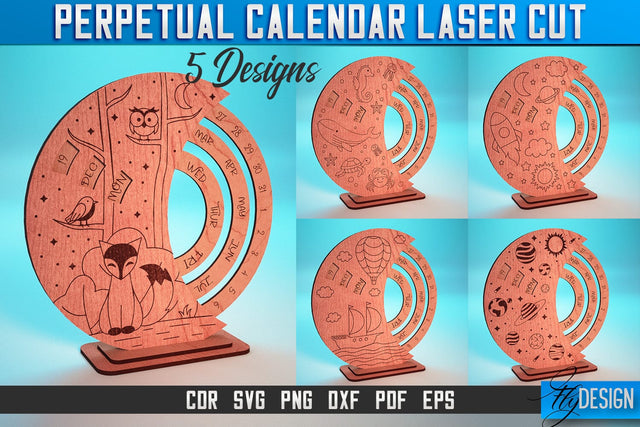 Perpetual Calendar Laser Cut SVG | Calendar SVG Design | CNC Files SVG Fly Design 
