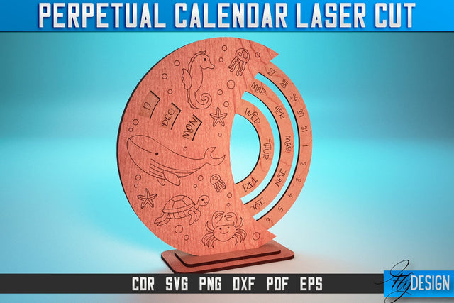 Perpetual Calendar Laser Cut SVG | Calendar SVG Design | CNC Files SVG Fly Design 