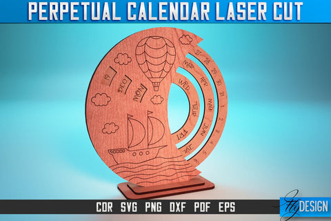 Perpetual Calendar Laser Cut SVG | Calendar SVG Design | CNC Files SVG Fly Design 