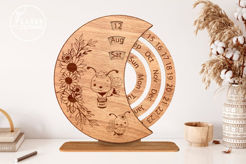 Perpetual CALENDAR SET OF 6 Multilayer Laser Cut Files, Mandala, Round Sign SVG, 3D Designs, Mini Design Bundles SVG LaserCutano 