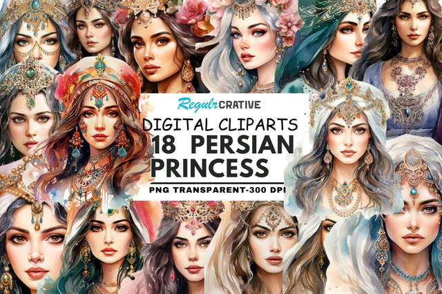 Persian Princess Watercolor Clipart Sublimation Regulrcrative 