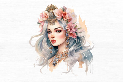 Persian Princess Watercolor Clipart Sublimation Regulrcrative 