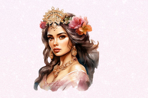 Persian Princess Watercolor Clipart Sublimation Regulrcrative 