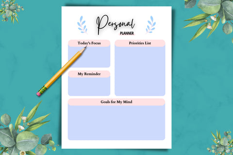 Personal Planner Page Canva Template Digital Pattern FloridPrintables 