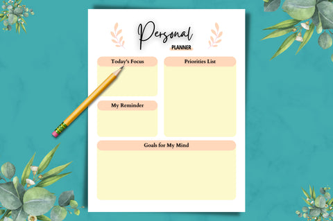 Personal Planner Page Canva Template Digital Pattern FloridPrintables 