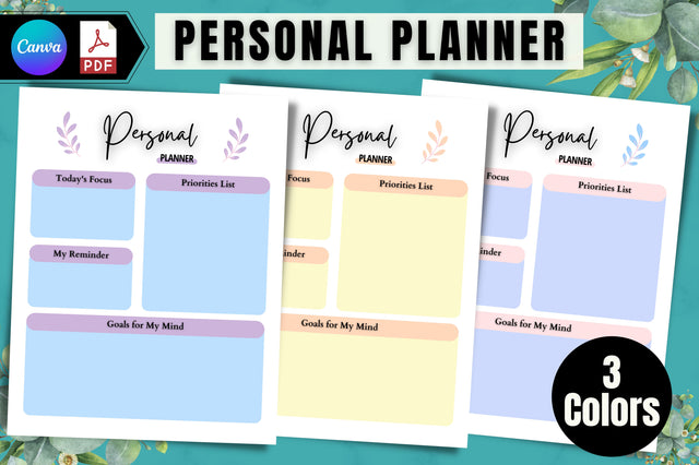 Personal Planner Page Canva Template Digital Pattern FloridPrintables 