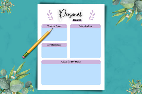 Personal Planner Page Canva Template Digital Pattern FloridPrintables 