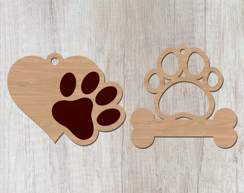 Personalizable Dog Paw Laser SVG Cut Files, Paw Print Laser SVG, Dog Paw Ornament SVG SVG HappyDesignStudio 