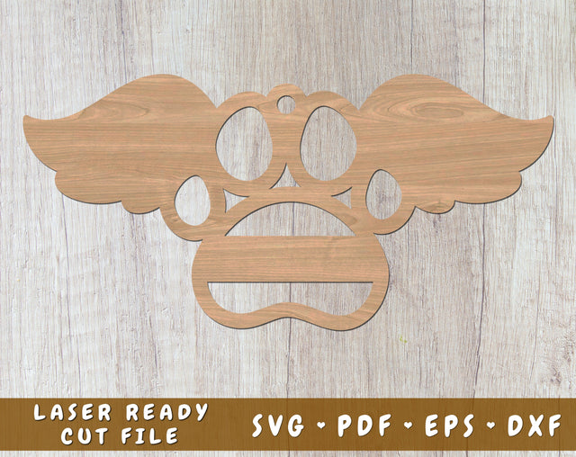 Personalizable Dog Paw With Angel Wings Laser SVG, Dog Memorial SVG Cut File SVG HappyDesignStudio 