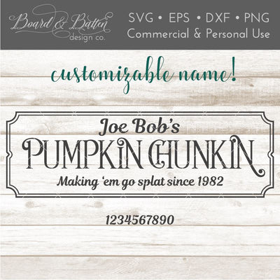 Personalizable Pumpkin Chunkin SVG File SVG Board & Batten Design Co 