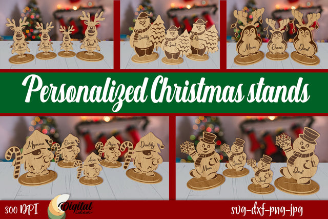 Personalized Christmas Stands Bundle Laser Cut. Decor 3D. SVG Evgenyia Guschina 