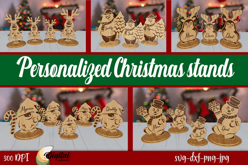 Personalized Christmas Stands Bundle Laser Cut. Decor 3D. SVG Evgenyia Guschina 