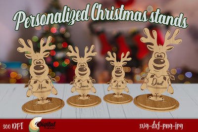 Personalized Christmas Stands Laser Cut 3D. Christmas Decor. SVG Evgenyia Guschina 