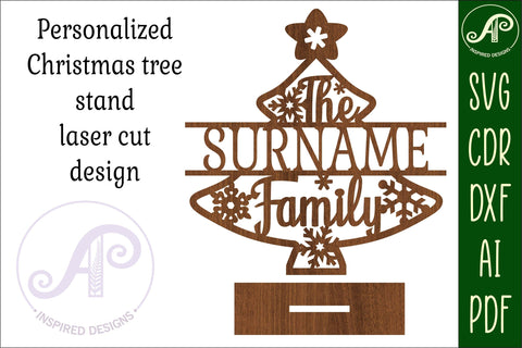 Personalized Christmas tree stand, laser cut file SVG APInspireddesigns 